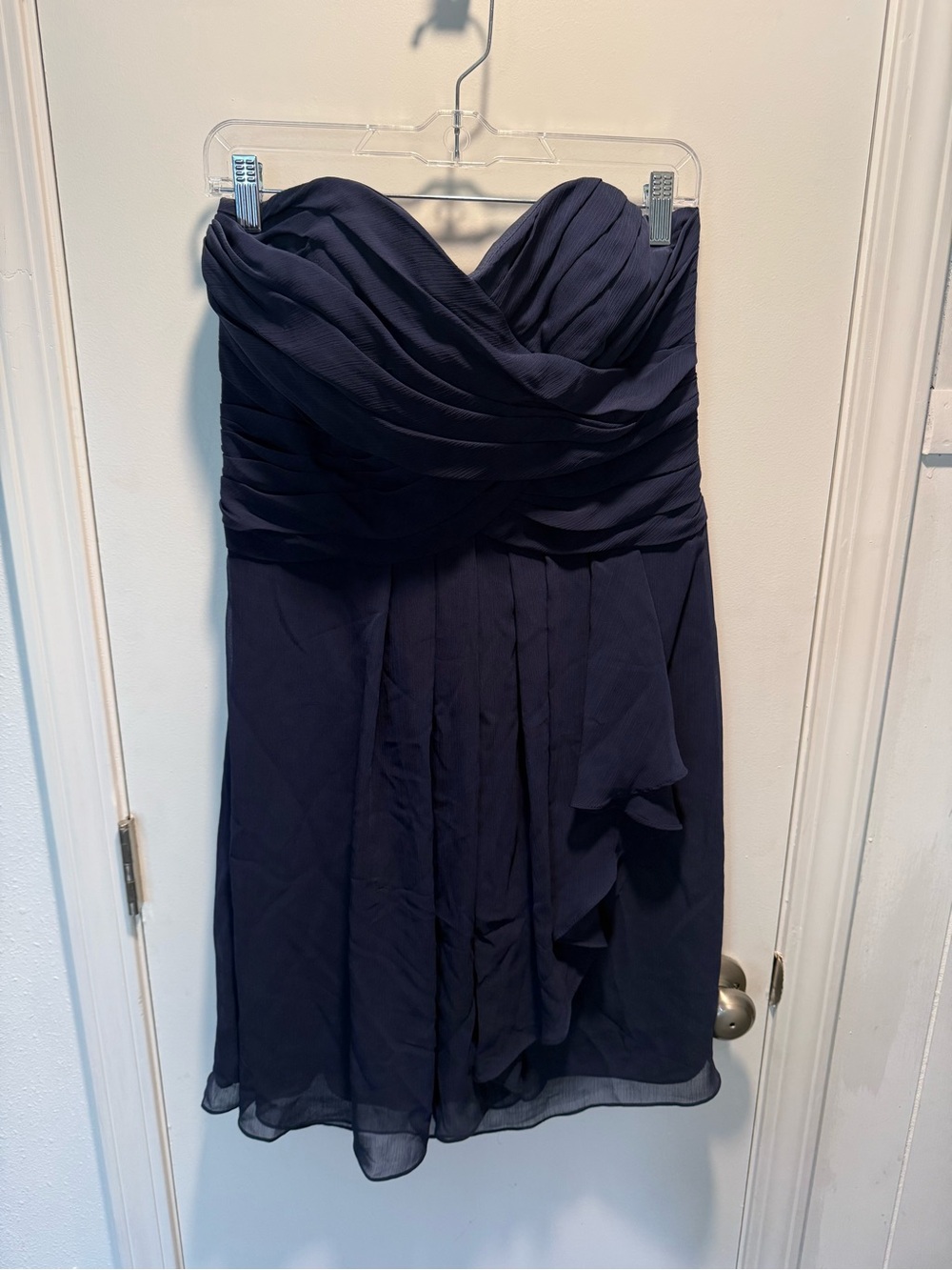 David's Bridal Strapless Navy Chiffon Cocktail Dress